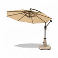Ombrellone da giardino in tessuto beige con struttura in alluminio e base in cemento 150 x 250 x 250cm