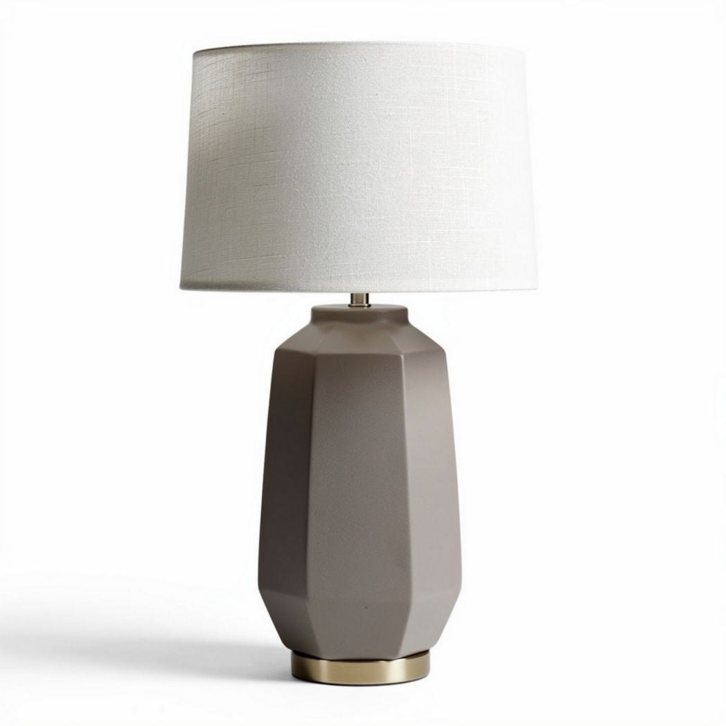 Lampada da tavolo in ceramica grigia con paralume bianco 25 x 25 x 45cm