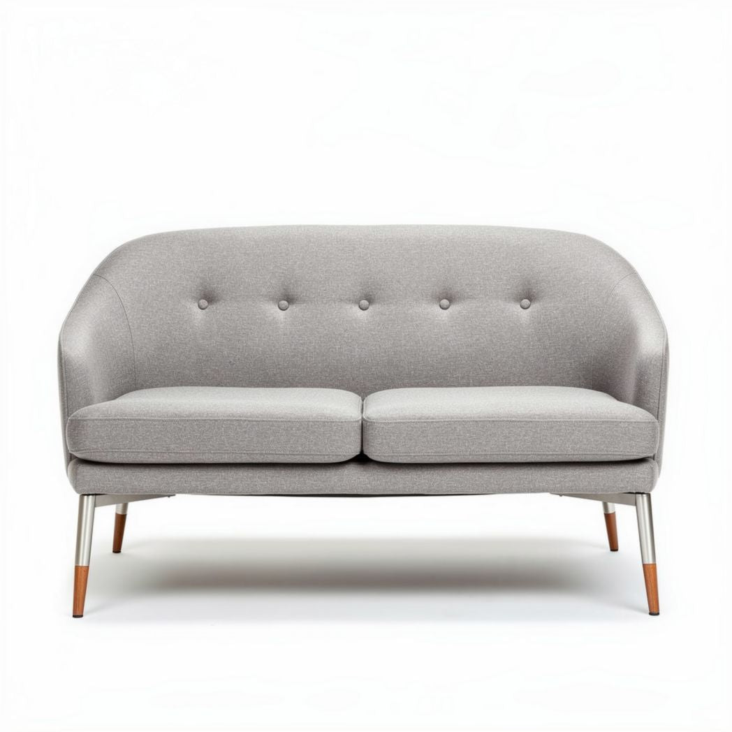 Divano grigio in tessuto con struttura in metallo 150 x 80 x 75cm