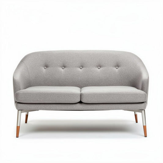 Divano grigio in tessuto con struttura in metallo 150 x 80 x 75cm