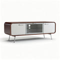 Mobile porta TV in legno con ante bianche e ripiano in vetro 150 x 40 x 50cm