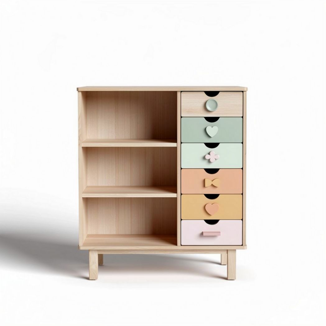 Mobiletto in legno con cassetti colorati per camera bambini 60 x 40 x 90cm