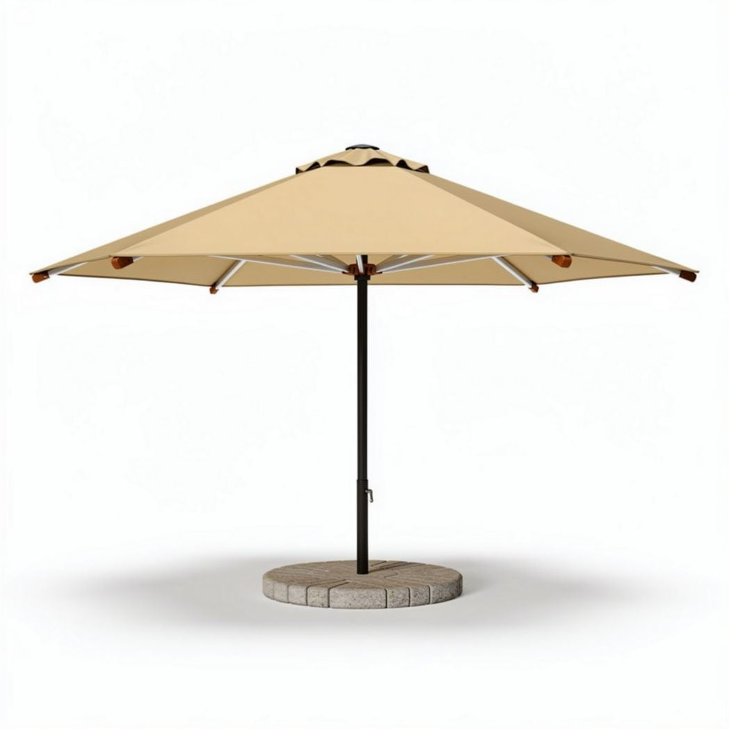 Ombrellone da giardino beige con struttura in metallo e base in cemento 300 x 300 x 250cm