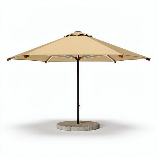 Ombrellone da giardino beige con struttura in metallo e base in cemento 300 x 300 x 250cm