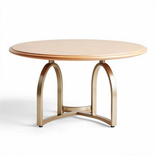 Tavolo rotondo in legno con base in metallo dorato diametro 100 cm
