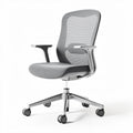 Sedia ergonomica in rete grigia per ufficio con braccioli e ruote