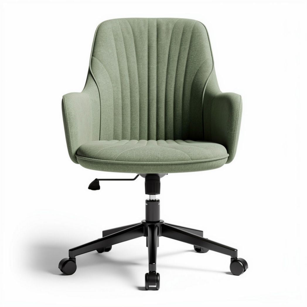 Sedia da ufficio girevole in tessuto verde con braccioli 60 x 60 x 85cm