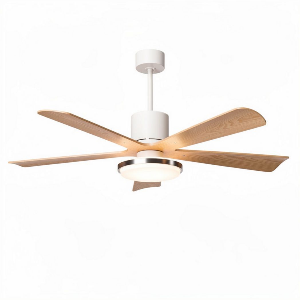 Ventilatore a soffitto in legno e metallo con luce incorporata 120 x 120 x 35cm
