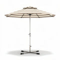 Ombrellone da giardino a strisce color crema con struttura in metallo 250 x 250 x 250cm