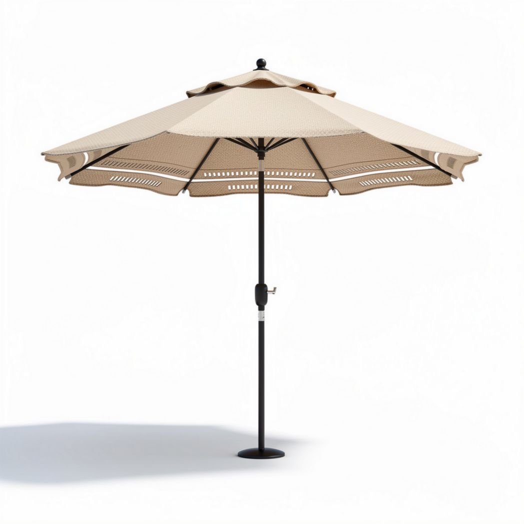 ombrellone da giardino in alluminio color beige con dimensioni di 250 x 250 x 240 cm