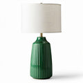 Lampada da tavolo verde in ceramica con paralume bianco 25 x 25 x 60cm